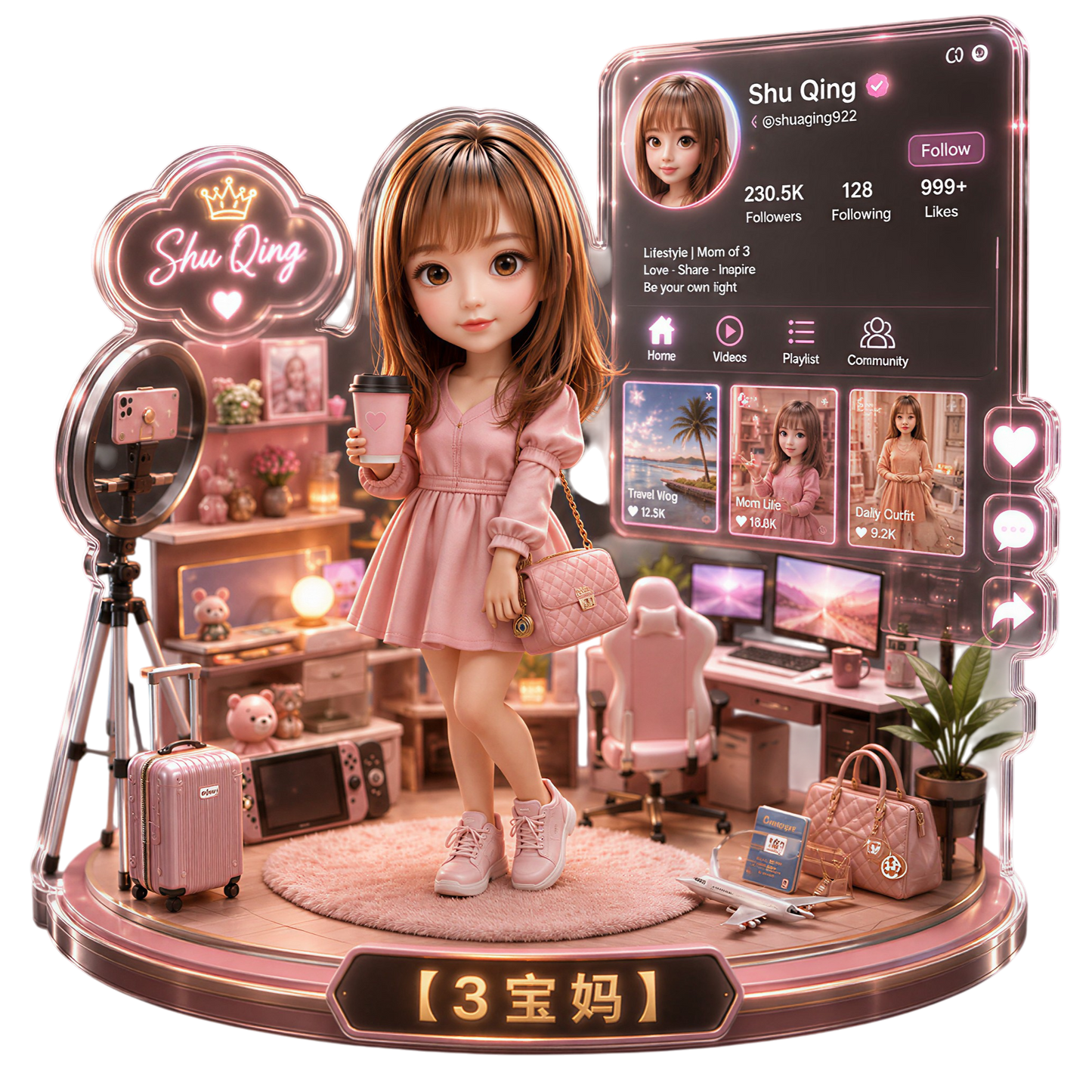 3D浮雕亞克力場景模型 (可觸摸立體質感 / 收藏級摆件)【創作工作室道具】